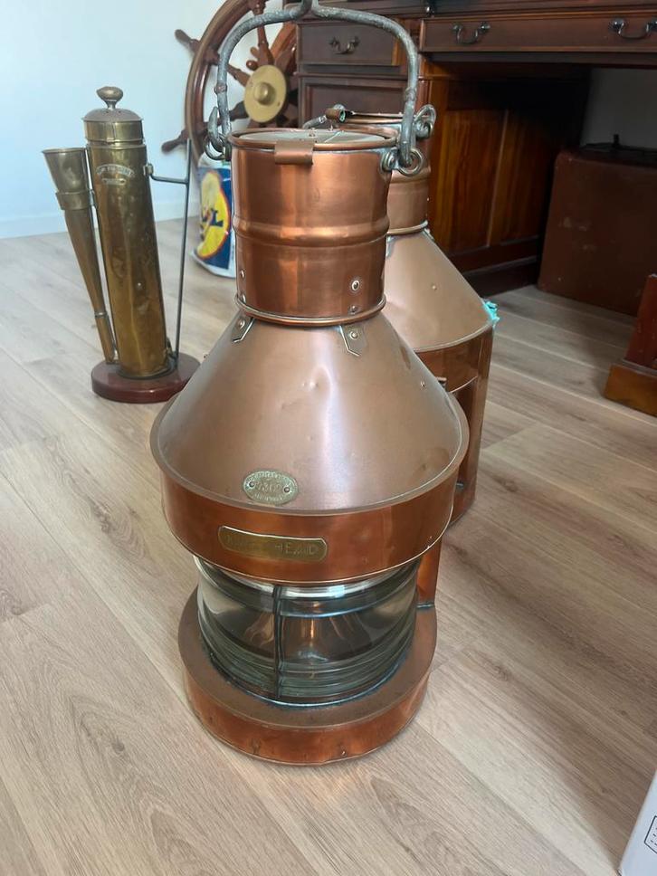 Antieke Koperen Scheepslantaarn, Antiek en Kunst, Antiek | Lampen, Ophalen
