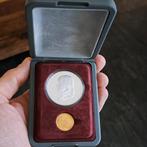 Wilhelmina set met gouden vijfje 1912 en zilveren penning, Ophalen of Verzenden, Koningin Wilhelmina, Goud