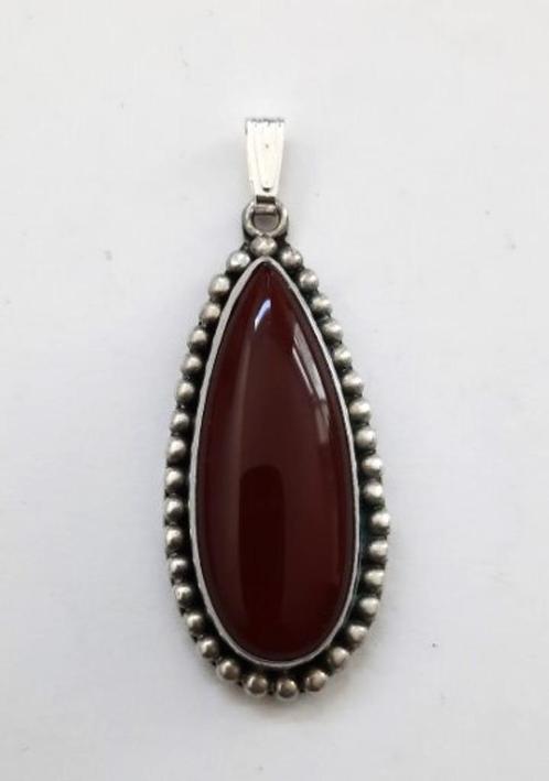 Prachtige grote zilveren hanger met karneool, 925 BA Indones, Sieraden, Tassen en Uiterlijk, Kettinghangers, Zo goed als nieuw