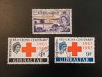 Gibraltar 2 shillings 1959 & Red Cross Centenary 1 & 9 penny, Ophalen of Verzenden