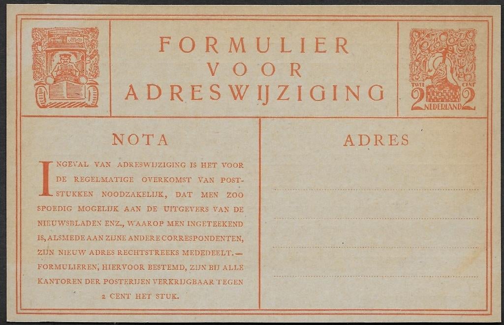 Adreswijziging Geuzendam 5. Zegel Leeuw in Hollandsche tuin., Ophalen of Verzenden, Briefkaart