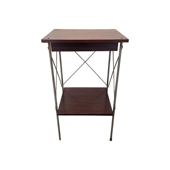 Vintage Franse bijzettafel met lade, jaren 60, Antiek en Kunst, Antiek | Meubels | Tafels, Ophalen of Verzenden