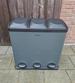 Homra Afvalcontainer 3 Vakken prullenbak grijs, Huis en Inrichting, Kunststof, Gebruikt, Met pedaal, 50 tot 75 cm