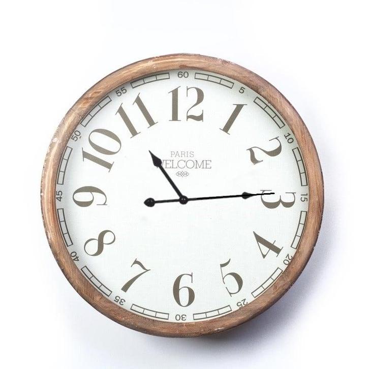 Grote Houten Wandklok - 70cm Diameter, Huis en Inrichting, Woonaccessoires | Klokken, Nieuw, Wandklok, Analoog, Ophalen