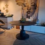 Ronde zwarte eettafel met unieke poot, Ophalen, Gebruikt, Rond, Vijf personen of meer