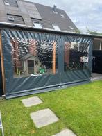 Verandazeil grijs met ijzeren onder stang, Tuin en Terras, Overkappingen, Ophalen, Gebruikt, Veranda