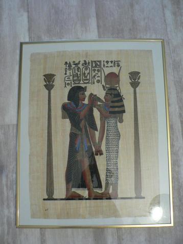 Handgeschilderde afbeelding van Egyptische goden op papyrus beschikbaar voor biedingen