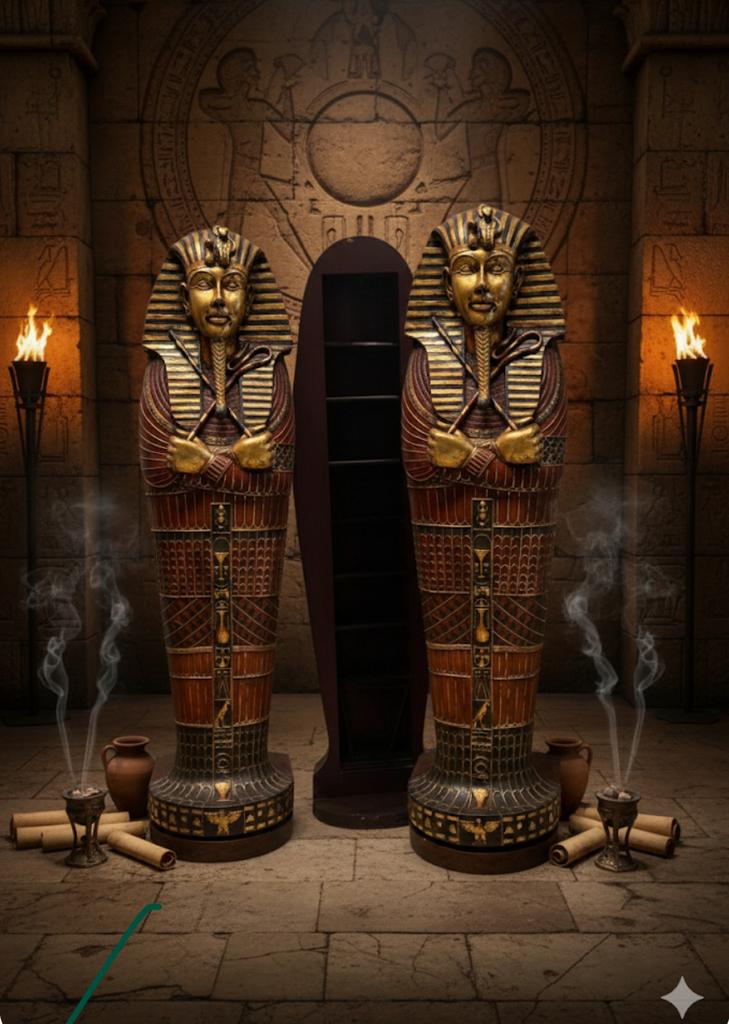 Unieke  Egyptische Sarcofagen Toetanchamon195 cm Eyecatcher!, Antiek en Kunst, Antiek | Meubels | Kasten, Ophalen