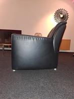 Leolux fauteuil, leer donkergrijs, Gebruikt, Ophalen of Verzenden, 50 tot 75 cm, Leer