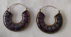 Vintage jaren '80 Boho paarse cloisonne hoepel oorbellen., Sieraden, Tassen en Uiterlijk, Oorbellen, Ophalen of Verzenden, Zo goed als nieuw