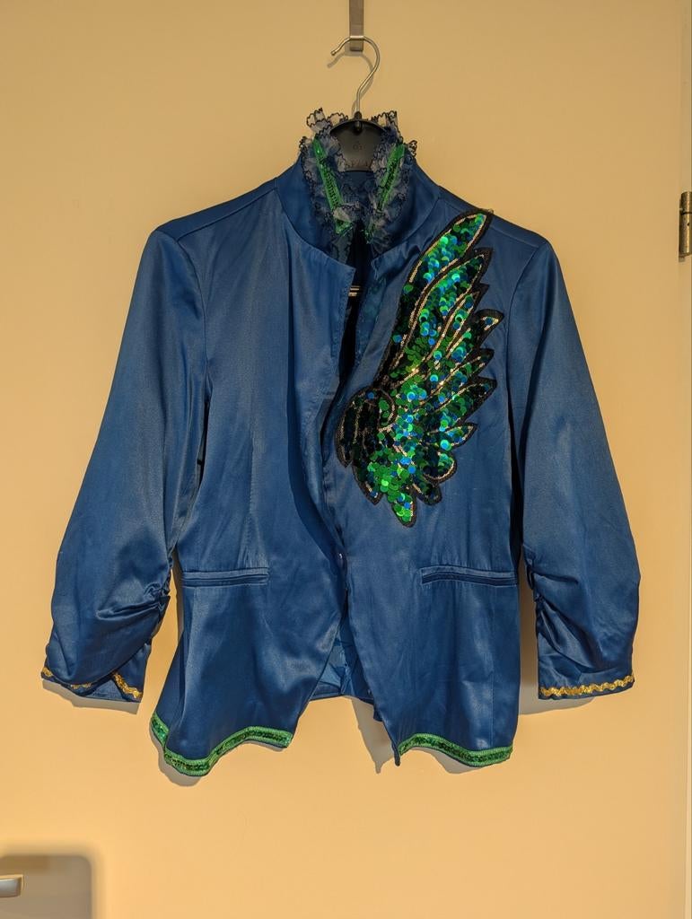 Zelf gepimpte colbert carnaval, Blauw, Ophalen of Verzenden, Jasje, Maat 36 (S)