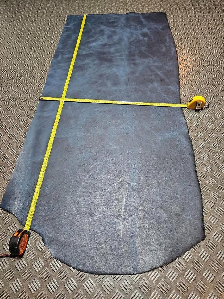 Rund - Leer Blauw gemêleerd(zie omschrijving!), Hobby en Vrije tijd, Stoffen en Lappen, Nieuw, Leer of Kunstleer, 30 tot 120 cm