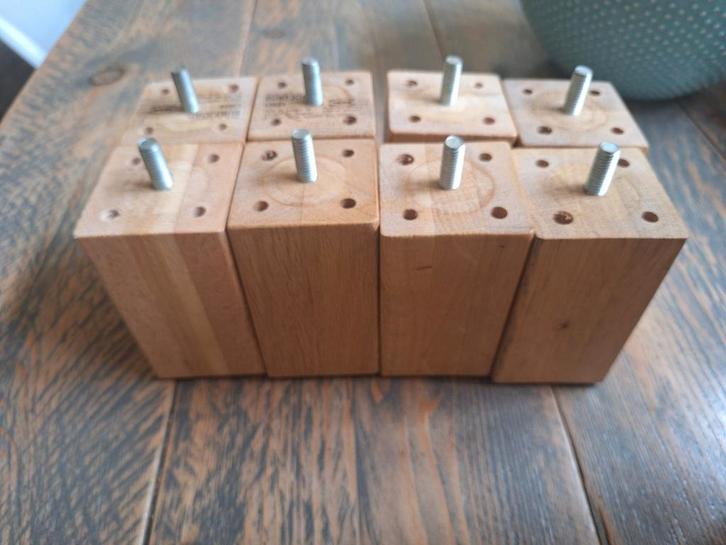 8 Ikea Burfjord bedpoten - massief eiken, Huis en Inrichting, Slaapkamer | Bedden, Zo goed als nieuw, Eenpersoons, Hout, Ophalen of Verzenden