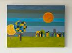 Schilderij stadsaanzicht, Huis en Inrichting, Ophalen, Schilderij, 75 cm of meer