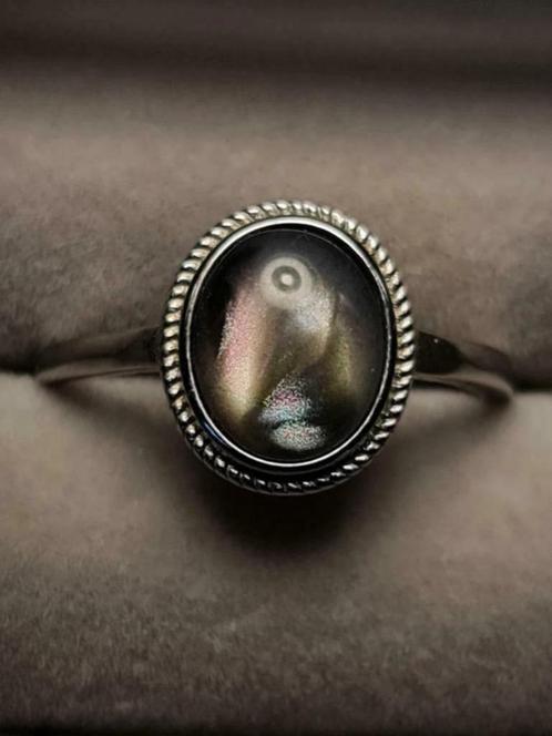 S925 Aanpasbare ring - Imitatie Labradoriet, Sieraden, Tassen en Uiterlijk, Ringen, Nieuw, Dame, Zilver, Zilver, Met edelsteen