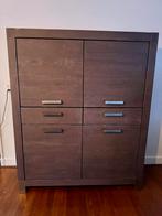 Stoere industriële kast - vergrijsd donkerbruin hout, Huis en Inrichting, Kasten | Kledingkasten, Ophalen, 100 tot 150 cm, Zo goed als nieuw