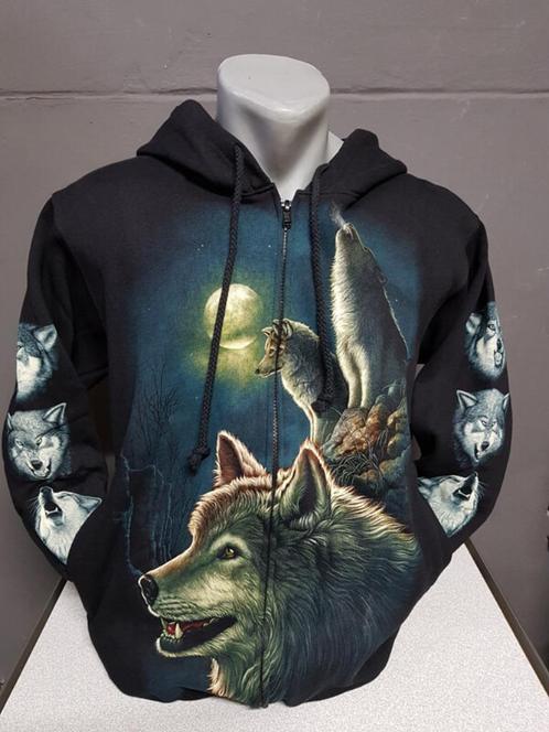 Zwart vest, Wolven, printvest, Kleding | Heren, Truien en Vesten, Nieuw, Overige maten, Zwart, Ophalen of Verzenden