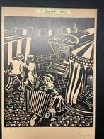 Langlet, Gerard - Litho - Harmonicaspeler op kermis, Antiek en Kunst, Kunst | Litho's en Zeefdrukken, Ophalen of Verzenden