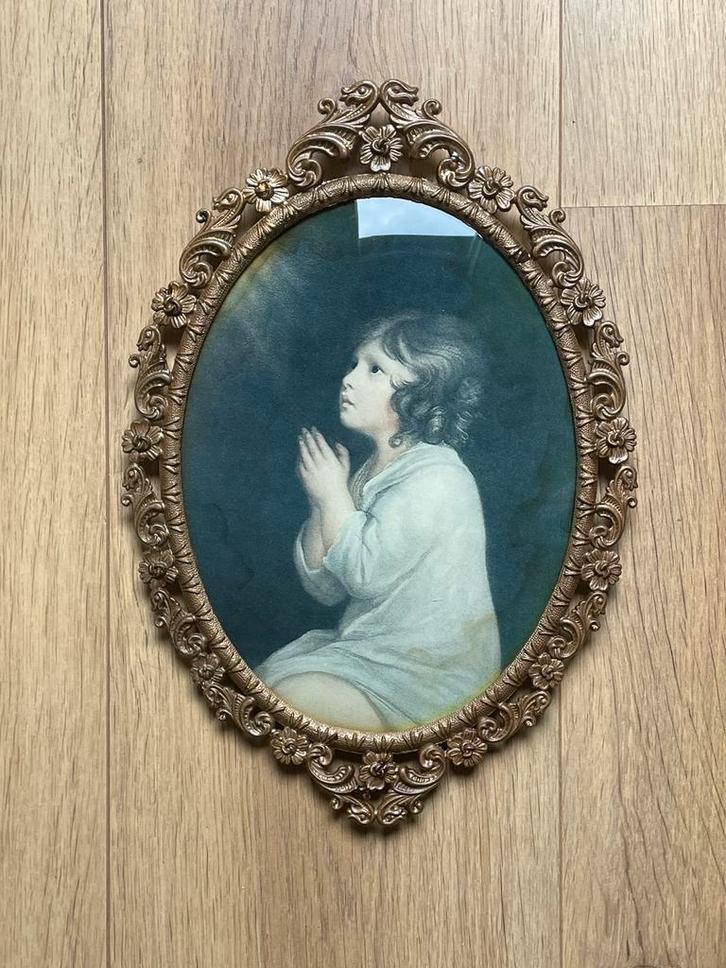 Ovale messing lijst bol glas Sir Joshua Reynolds, Antiek en Kunst, Kunst | Schilderijen | Klassiek, Ophalen of Verzenden