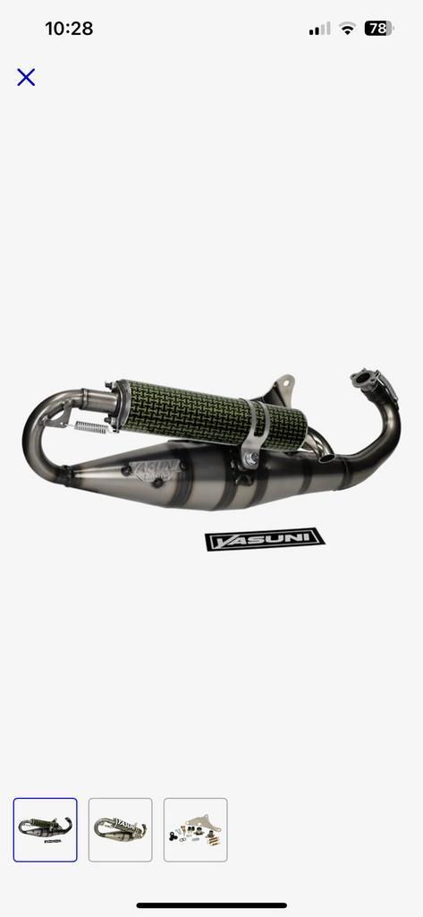 Yasuni C16 (Carrera 16) Kevlar uitlaat – Piaggio 2 Takt, Fietsen en Brommers, Brommeronderdelen | Scooters, Nieuw, Piaggio, Uitlaat