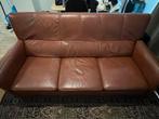 Cognac bruine leren bank 3-zits, Ophalen, Gebruikt, 150 tot 200 cm, Driepersoons