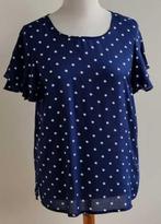 Miss Etam geweldige donkerblauwe blouse met witte dots mt. L, Miss Etam, Blauw, Maat 42/44 (L), Ophalen of Verzenden