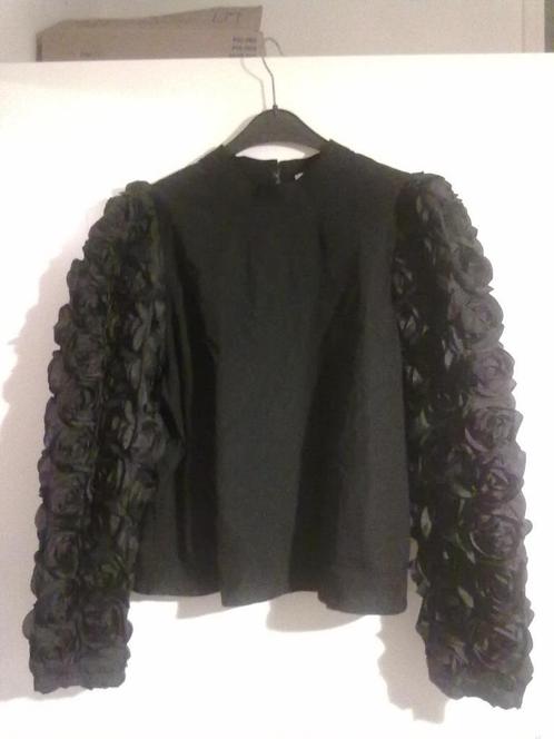 Rozen Top - Zwart, Kleding | Dames, Tops, Zo goed als nieuw, Maat 46/48 (XL) of groter, Zwart, Lange mouw, Ophalen of Verzenden