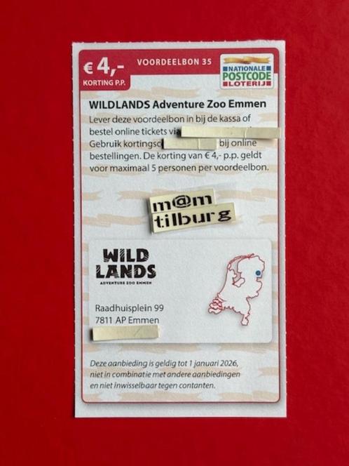 Voordeelbon 35 WILDLANDS Adventure Zoo Emmen €4,00 korting, Tickets en Kaartjes, Recreatie | Dierentuinen, Drie personen of meer