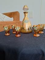 Karaf met Borrelglaasjes - Bladgoud, Antiek en Kunst, Ophalen of Verzenden