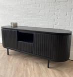 Magazijn leegverkoop tv meubel retro zwart mangohout ribbel, Huis en Inrichting, Woonaccessoires | Overige, Nieuw, Ophalen of Verzenden