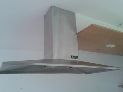Afzuigkap RVS met schacht en externe motor, Witgoed en Apparatuur, Afzuigkappen, Gebruikt, Vrijstaand, Eilandschouwkap, Motor