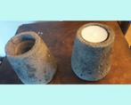 Set beton kaarshouder of voor theelichtjes, als set €10, Ophalen of Verzenden, Gebruikt, Overige materialen, Minder dan 25 cm