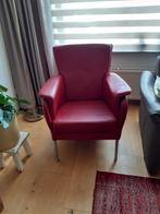 Mooie leren montèl fauteuils 2 stuks rood, Huis en Inrichting, Fauteuils, Ophalen, Gebruikt, Minder dan 75 cm, Leer
