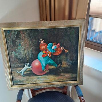Schilderij: Clown met hond beschikbaar voor biedingen