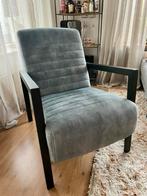 Blauwe Velvet Fauteuil, Ophalen, 75 tot 100 cm, Zo goed als nieuw, Stof
