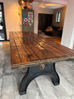 Vintage Industriële Eettafel - Hout & Metaal, Ophalen, Gebruikt, 200 cm of meer, 50 tot 100 cm