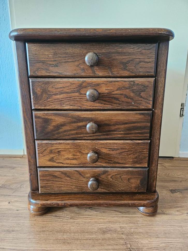 Eikenhouten Ladekastje met 5 Lades, Antiek en Kunst, Antiek | Meubels | Kasten, Ophalen