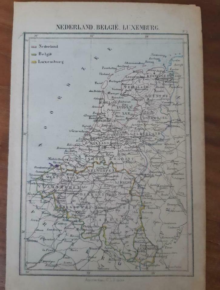 02 / Litho J. Kuyper uit 1880:  Nederland, België, Luxemburg, Antiek en Kunst, Kunst | Litho's en Zeefdrukken, Ophalen of Verzenden