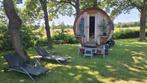 Te huur, Barrel sauna houtgestookt 4 persoons, Sport en Fitness, Sauna, Verzenden, Zo goed als nieuw