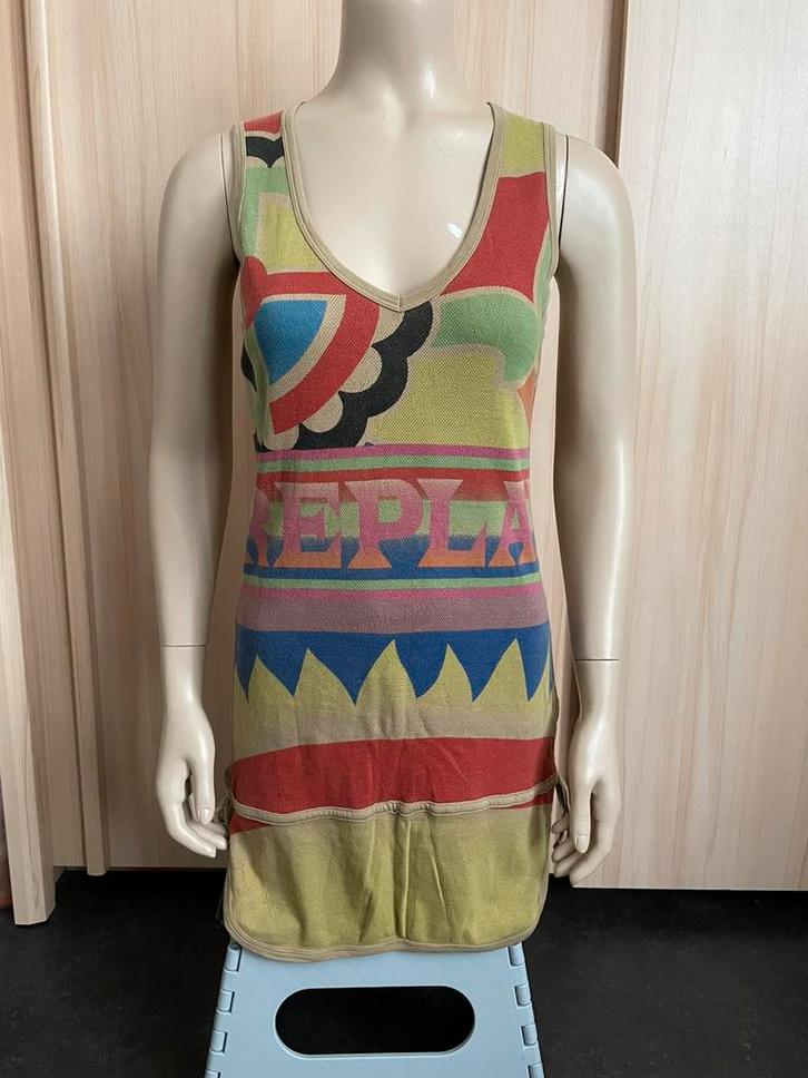 Replay tuniek top shirt zand bruine beige kant 34 XS 36 S, Kleding | Dames, Tops, Zo goed als nieuw, Maat 34 (XS) of kleiner, Beige