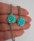 Zilveren set ketting met roos + armbandje met roos nr.001