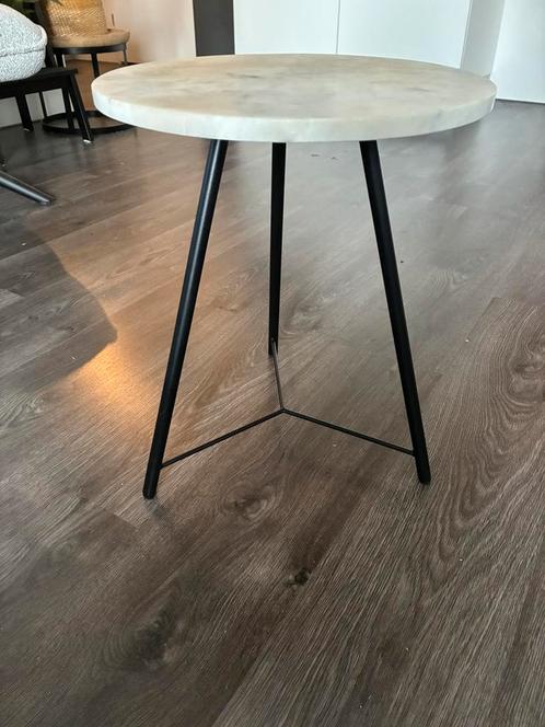 Bijzettafel marmer 2 stuks, Huis en Inrichting, Tafels | Bijzettafels, Zo goed als nieuw, Rond, Minder dan 55 cm, Overige materialen