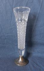 Glazen / kristallen vaas op zilveren voet Hollands h 20,9 cm, Ophalen of Verzenden
