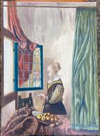 Geïnspireerd door Vermeer Brieflezend meisje, Antiek en Kunst, Kunst | Schilderijen | Klassiek, Ophalen of Verzenden