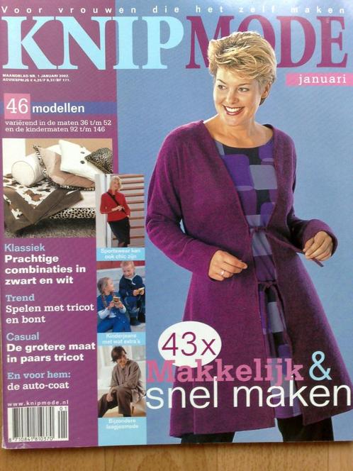 Knipmode januari nr. 1 / 2002 ,makkelijk & snel maken, Hobby en Vrije tijd, Kledingpatronen, Zo goed als nieuw, Vrouw, Knipmode