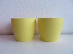 2 Elho brussels rond mini gele bloempotten d 9,5 cm, Tuin en Terras, Bloempotten, Kunststof, Rond, Binnen, Ophalen of Verzenden