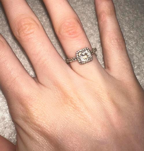Pandora ring vierkant maat 48, Sieraden, Tassen en Uiterlijk, Ringen, Zo goed als nieuw, Dame, Zilver, Zilver, Ophalen of Verzenden