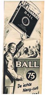Ball Navy Cut - Virginia Cigarettes - Advertentie uit 1954, Verzamelen, Verzenden, Gebruikt