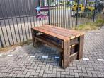 Steigerhouten Tuinset - Tafel & Bankjes, Ophalen, Zo goed als nieuw, Rechthoekig, Hout