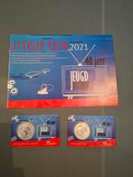 NOS jeugdjournaal vijfje coincard 2021 met folder BU en UNC, Ophalen of Verzenden, Koningin Beatrix, Euro's